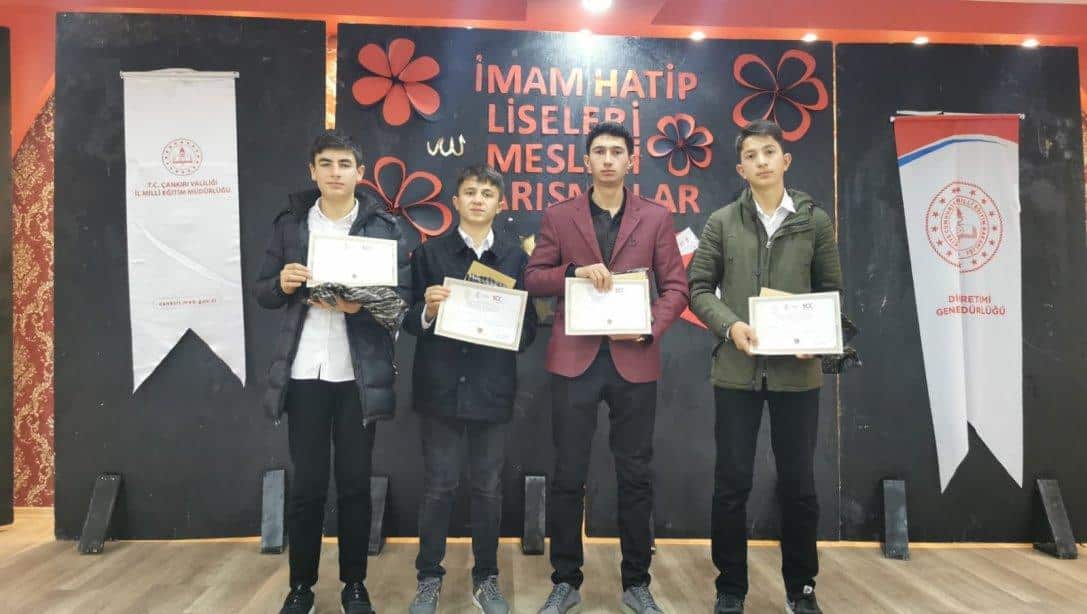 Anadolu İmam Hatip Liseleri Mesleki Yarışmalarında 2 dalda il Birinciliği Kazandık 